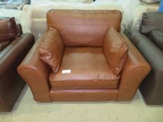 Single brown leather arm chair. Ex Display - 1240 x 970mm (LxD)
