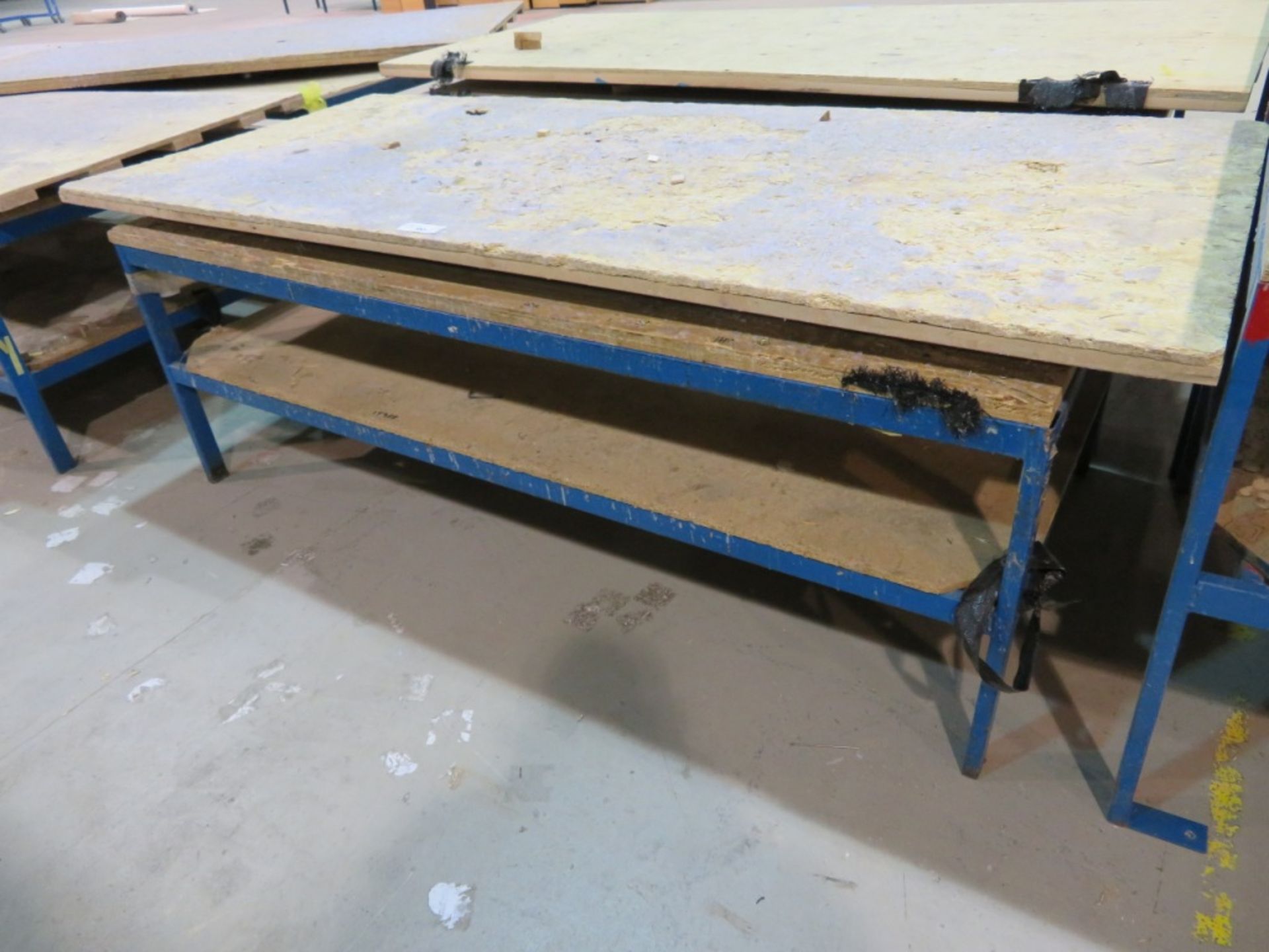 Metal frame wooden top swivel work bench - 2300 x 1000 x 780mm (LxDxH)