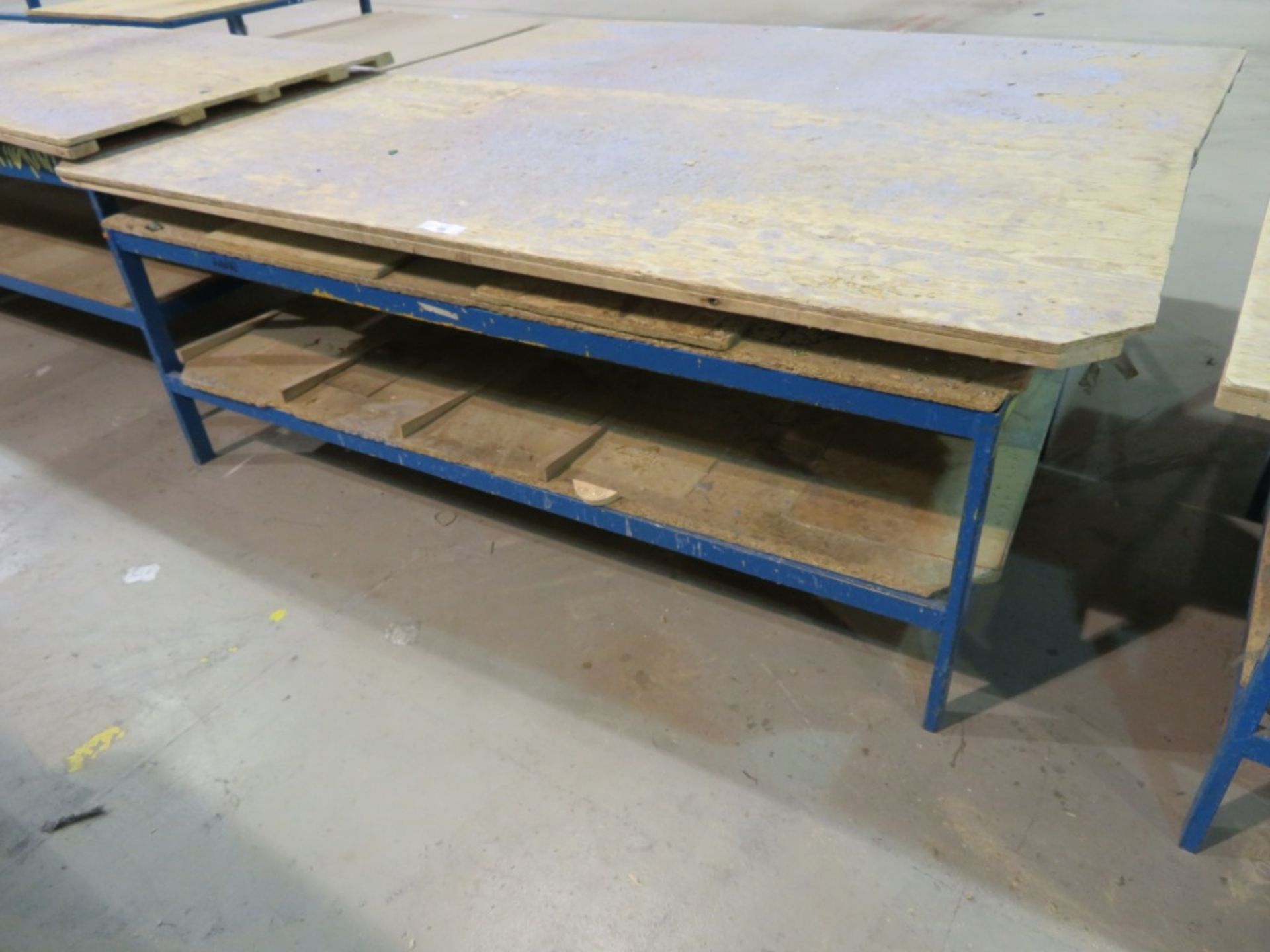 Metal frame wooden top swivel work bench - 2300 x 1000 x 780mm (LxDxH)