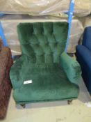 Single green fabric arm chair. Ex Display - 720 x 760mm (LxD)