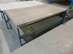 Roller ended metal frame wooden top work bench - 2000 x 1000 x 780mm (LxDxH)
