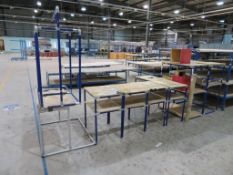 8x Metal frame wooden top racking - various sizes and configurations