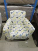 Single patterned fabric arm chair. Ex Display - 800 x 700mm (LxD)