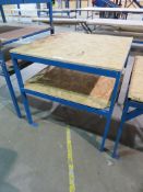 Metal frame wooden top work bench - 2000 x 1000 x 960mm (LxDxH)