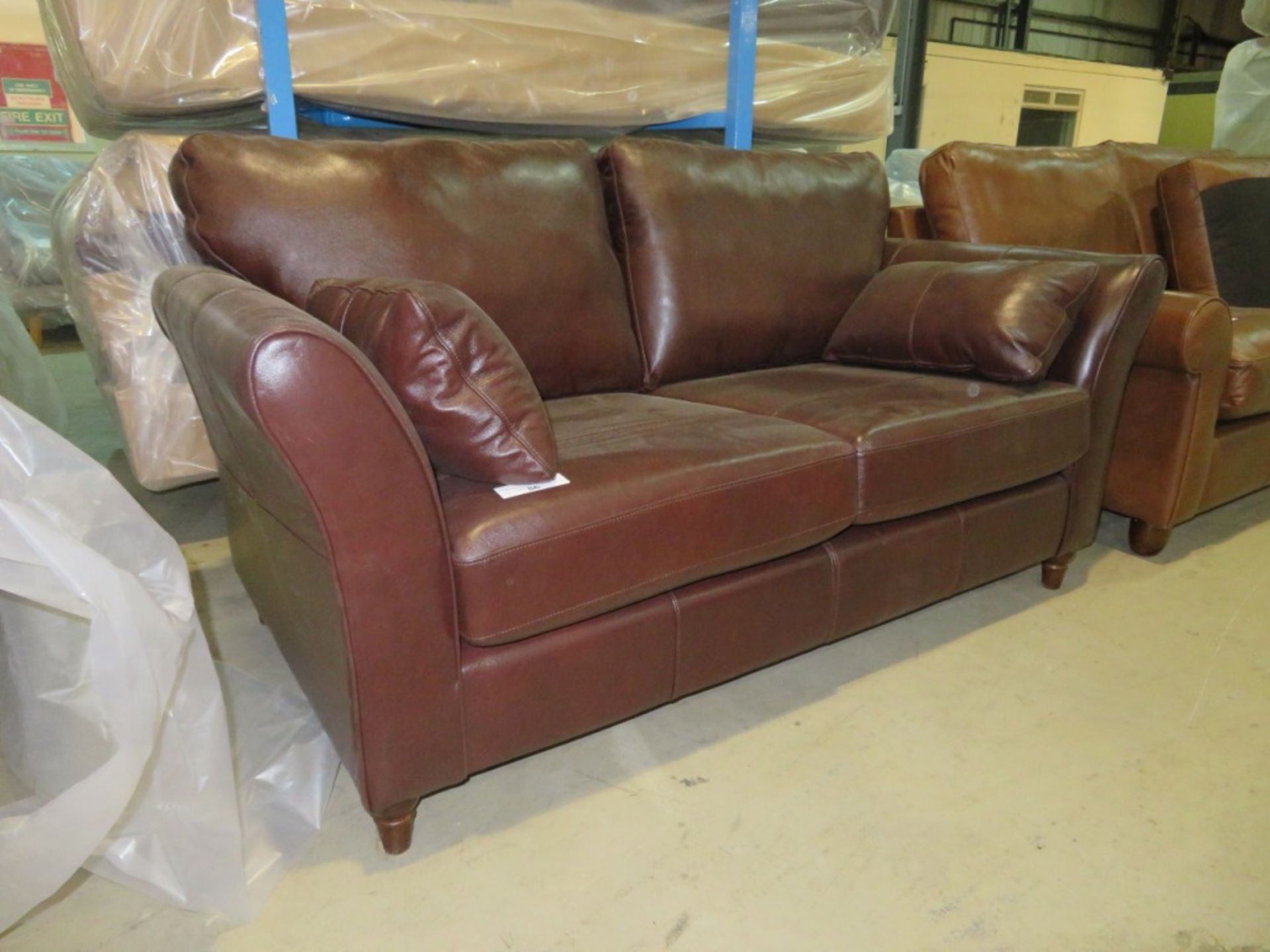 2 Seater brown leather sofa. Ex Display - 1700 x 900mm (LxD) - Image 2 of 2