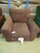 Single brown fabric arm chair. Ex Display - 860 x 920mm (LxD)