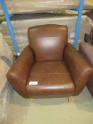 Single brown leather arm chair. Ex Display - 800 x 720mm (LxD)