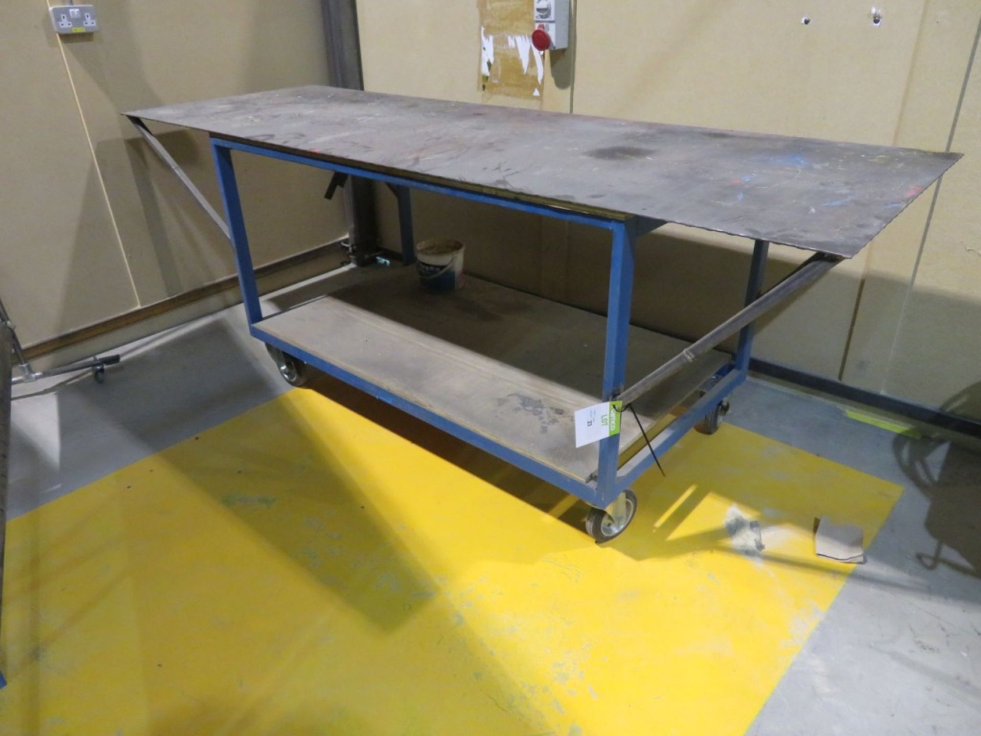 Metal top engineers work bench 2.5m Length x 0.86m Width x 0.92m Height