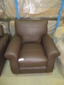 Single brown leather arm chair. Ex Display - 980 x 900mm (LxD)