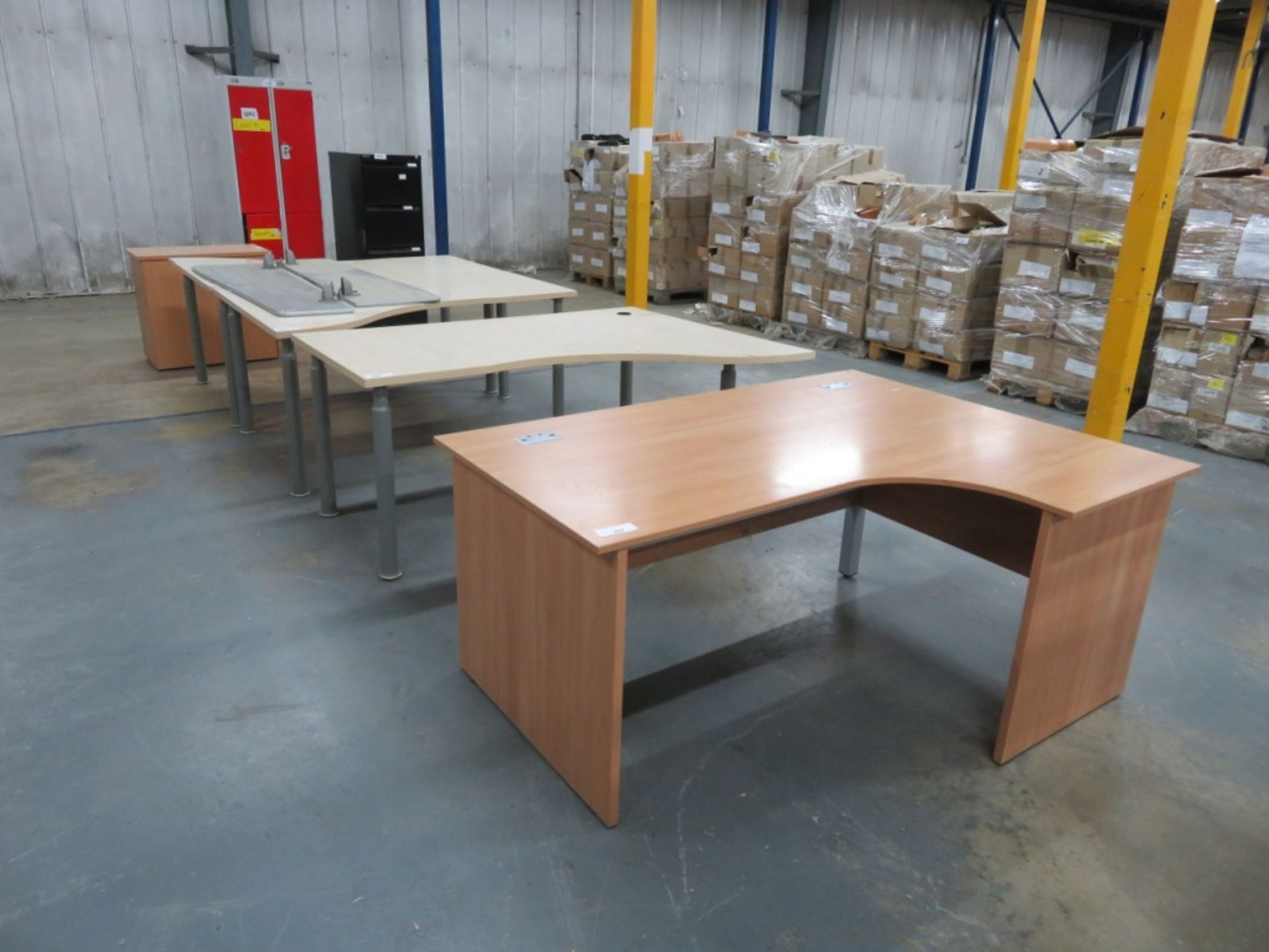 Various office furniture - Including 4 desks, 2 storage locker, 1 3 drawer cabinet &1 filing cabinet