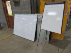 3x Wall mounted white display boards & 1x A frame notice board