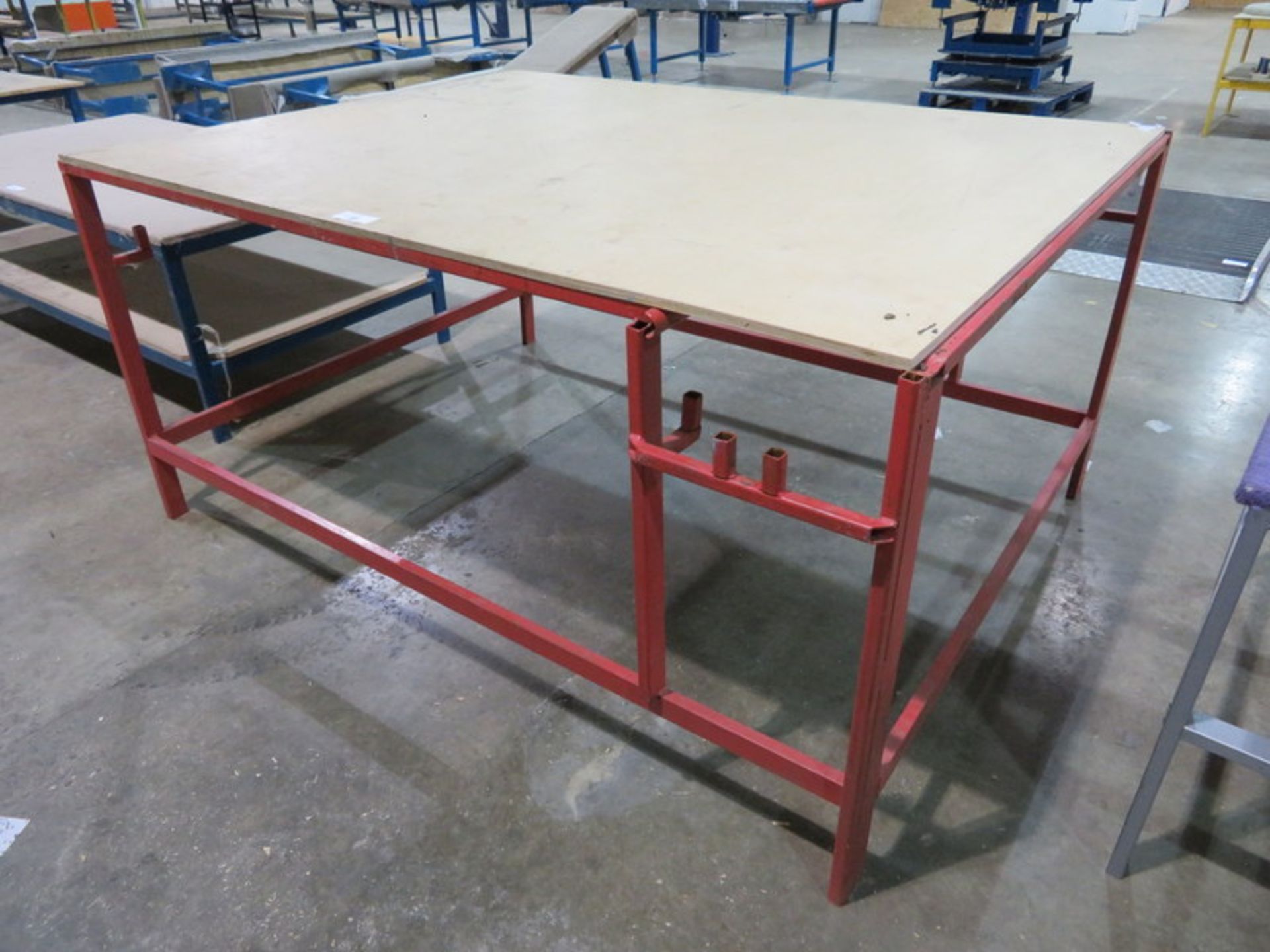 Metal frame wooden top work bench - 1990 x 1610 x 965mm (LxDxH)
