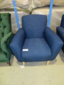 Single blue fabric arm chair. Ex Display - 800 x 710mm (LxD)