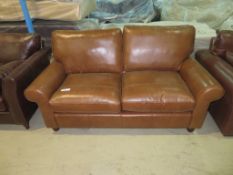 2 Seater brown 100% leather sofa- bed. Ex Display - 1720 x 890mm (LxD)