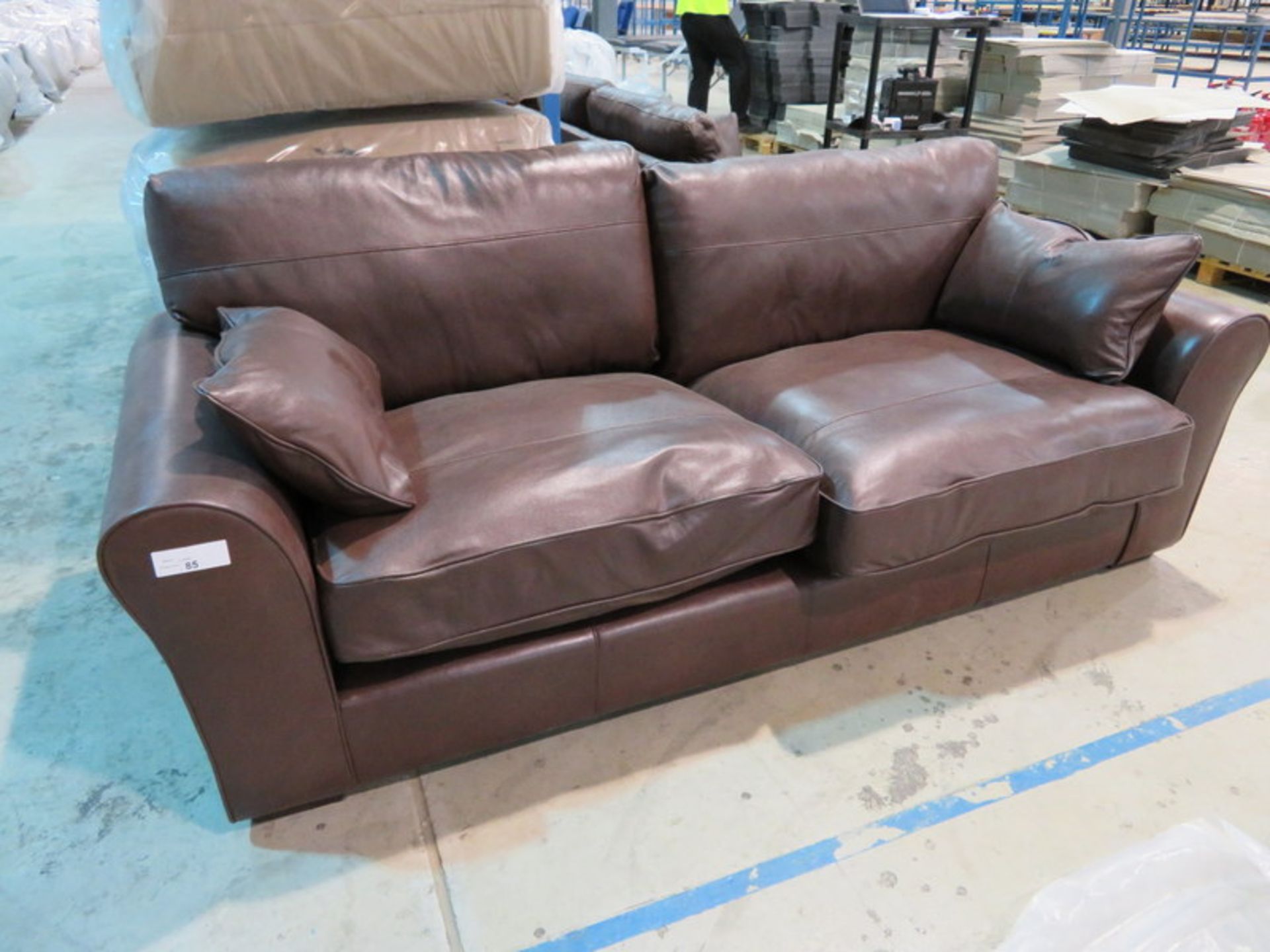 3 Seater Miracle brown 100% leather sofa. New in factory wrapping - 2200 x 970mm (LxD) - Image 2 of 3