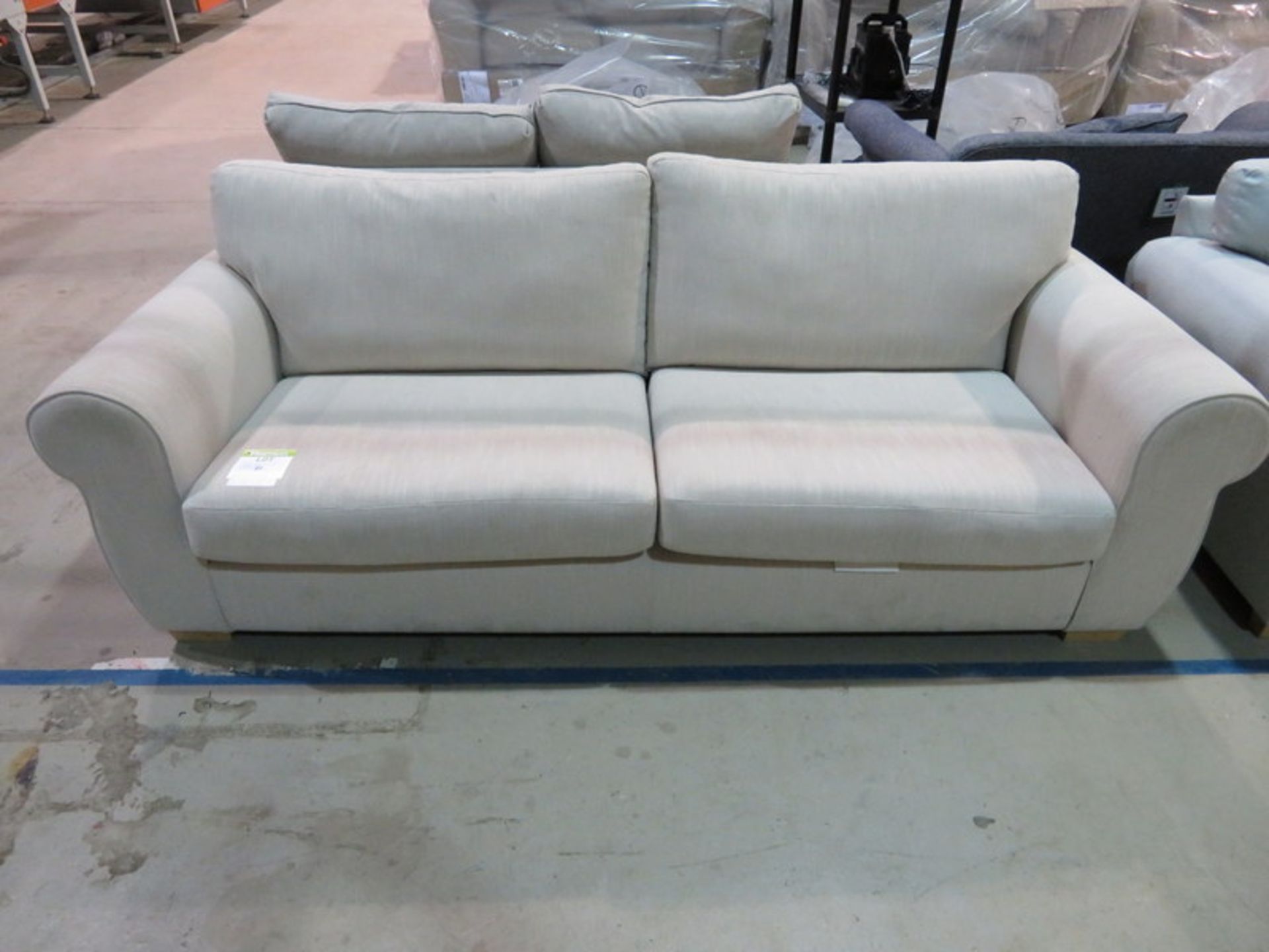 3 Seater beige sofa. Ex Display - 2260 x 900mm (LxD)
