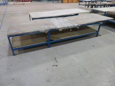 Tiltable end metal frame wooden top work bench - 3600 x 1000 x 620mm (LxDxH)