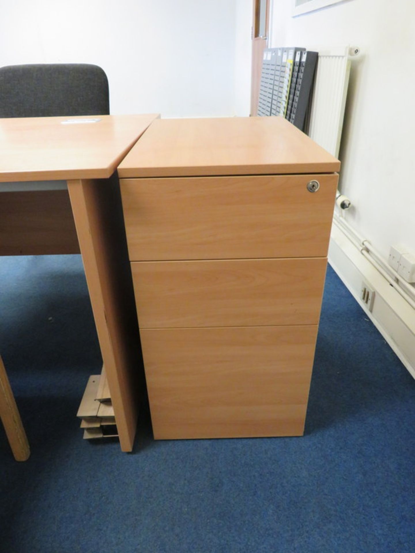 Contents of office to include corner desk, conference table, 4 chairs, filing cabinet & 8 - Image 2 of 4