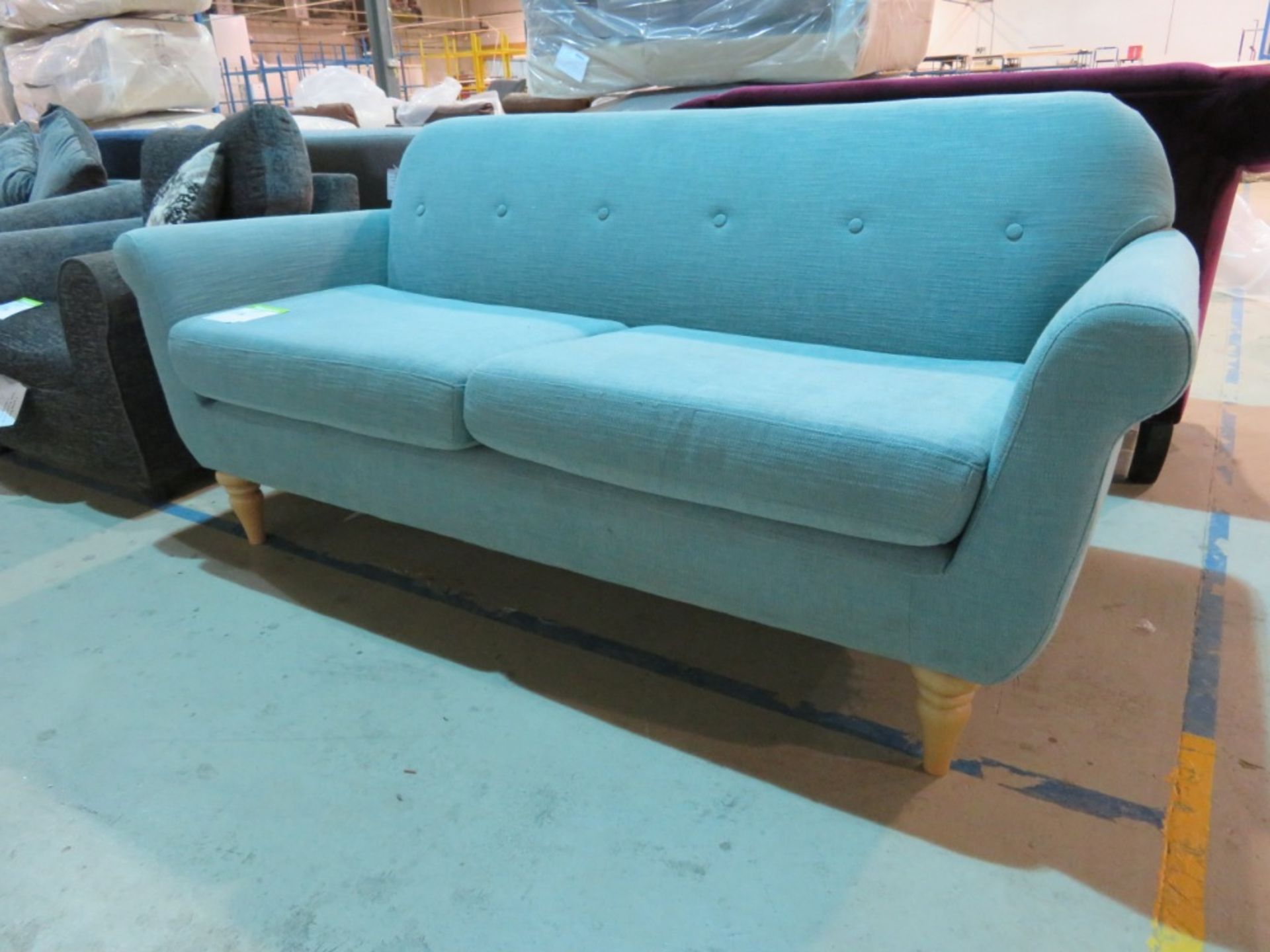 3 Seater turquoise sofa. Ex Display - 1800 x 800mm (LxD) - Image 2 of 3