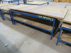 Metal frame wooden top swivel work bench - 2300 x 1000 x 830mm (LxDxH)