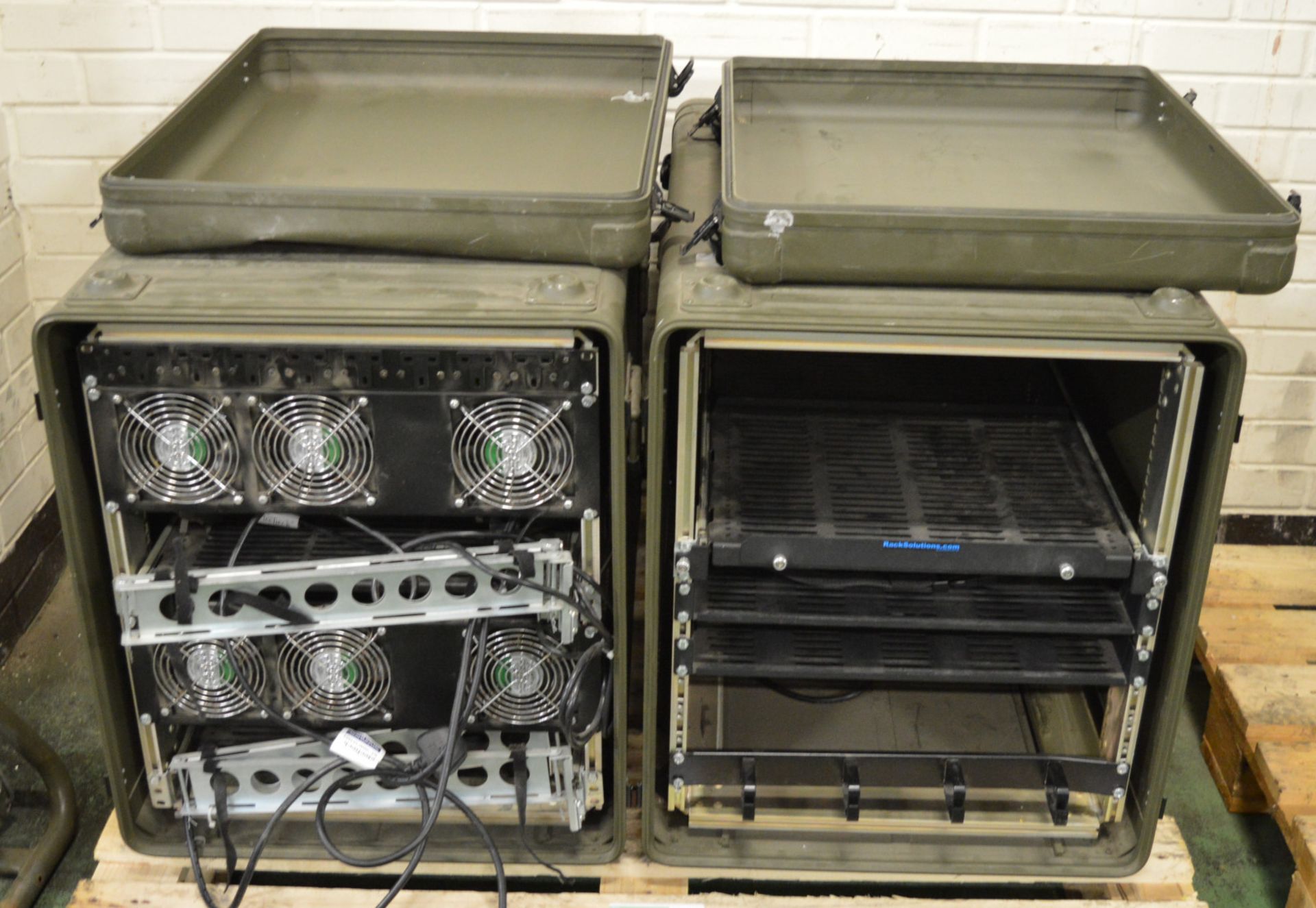 2x Portable 19" Electrical Equipment Racks in Metal Carry Cases - approx 900mm x 600mm x 5