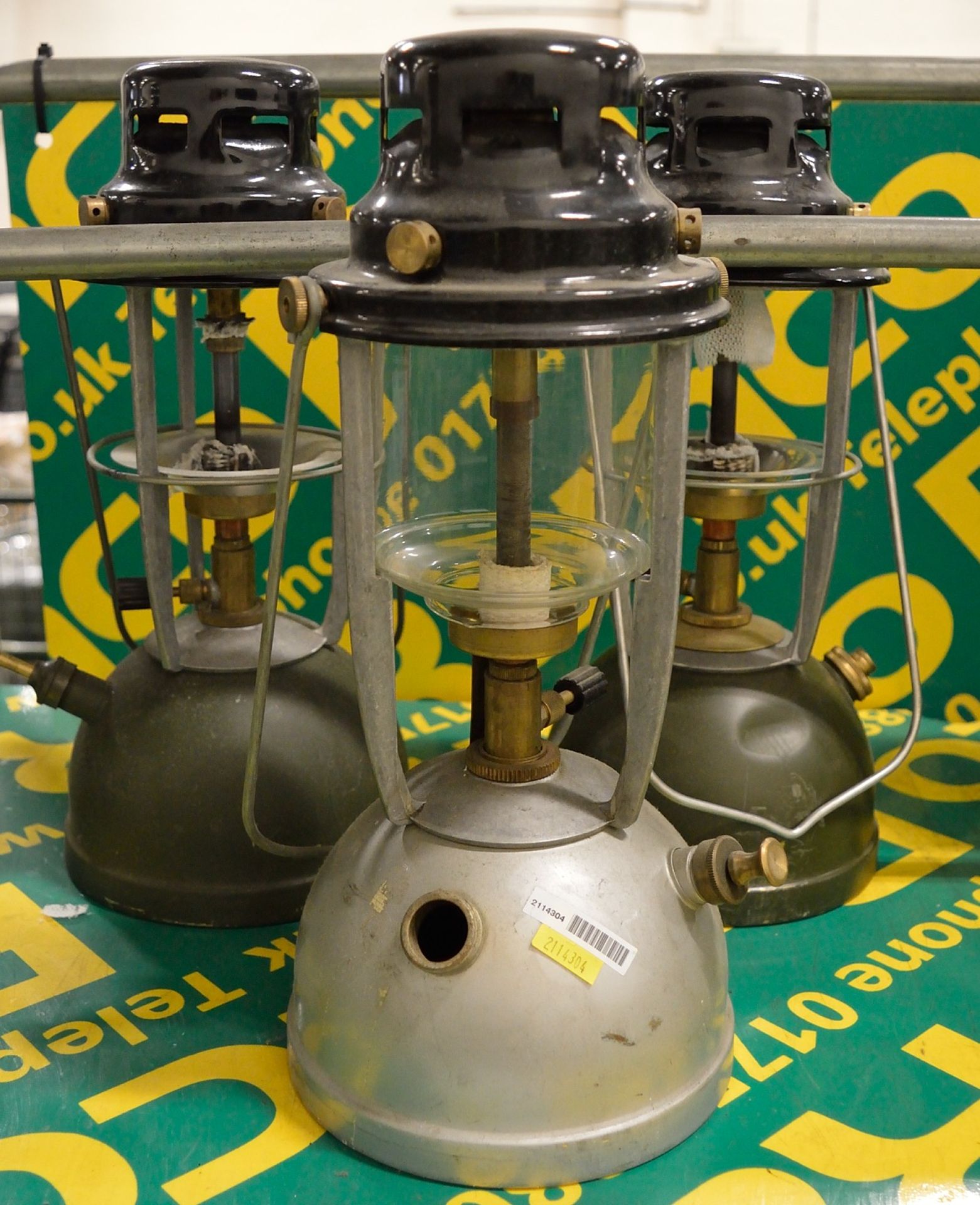 3x Paraffin Lanterns - Some missing glass & filler caps.
