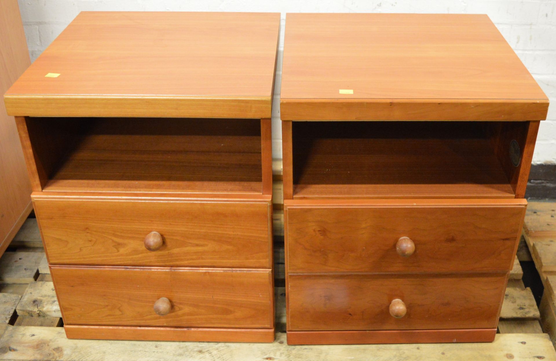 2x Cherry Bedside Cabinets - 450mm wide x 450mm deep x 575mm high.