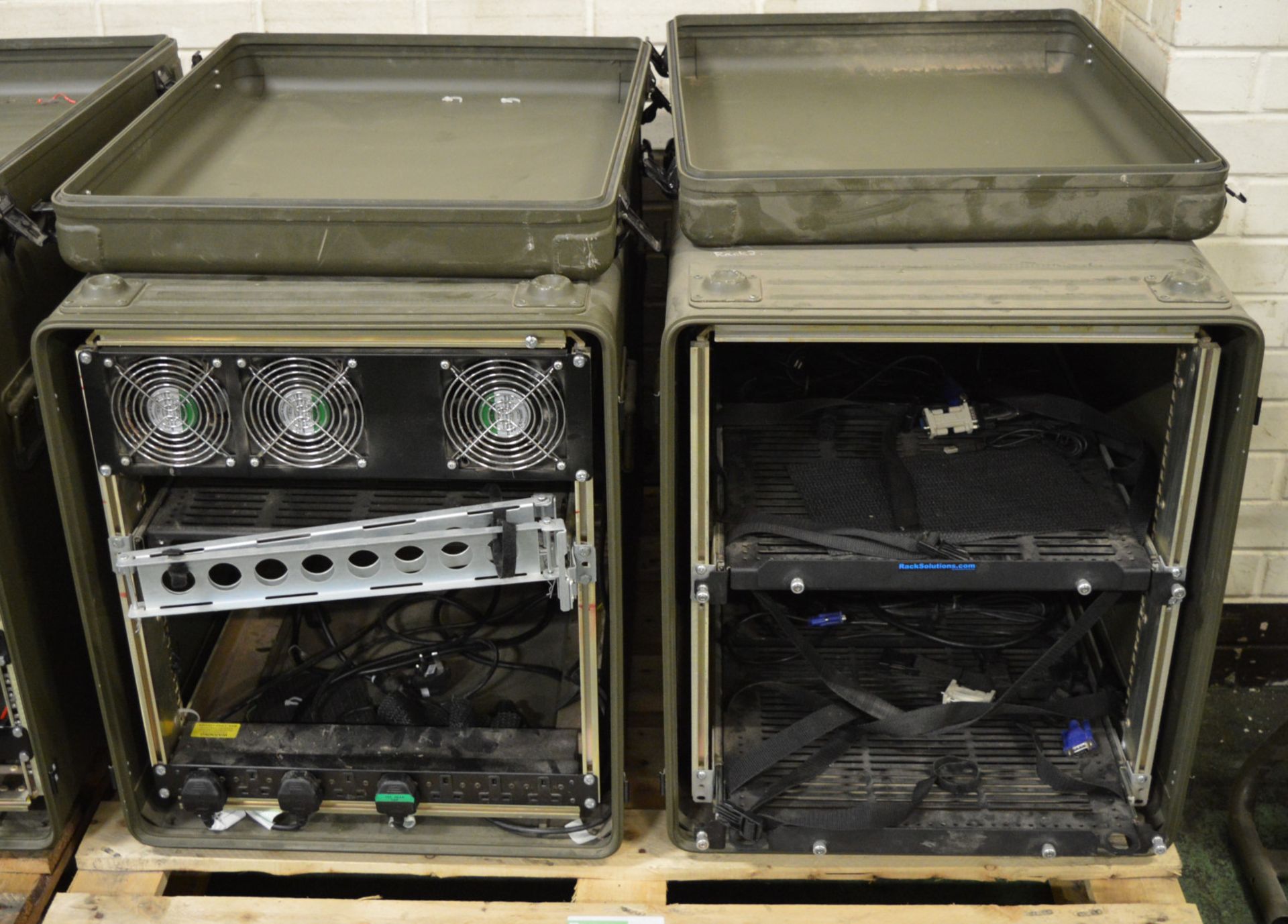 2x Portable 19" Electrical Equipment Racks in Metal Carry Cases - approx 900mm x 600mm x 5