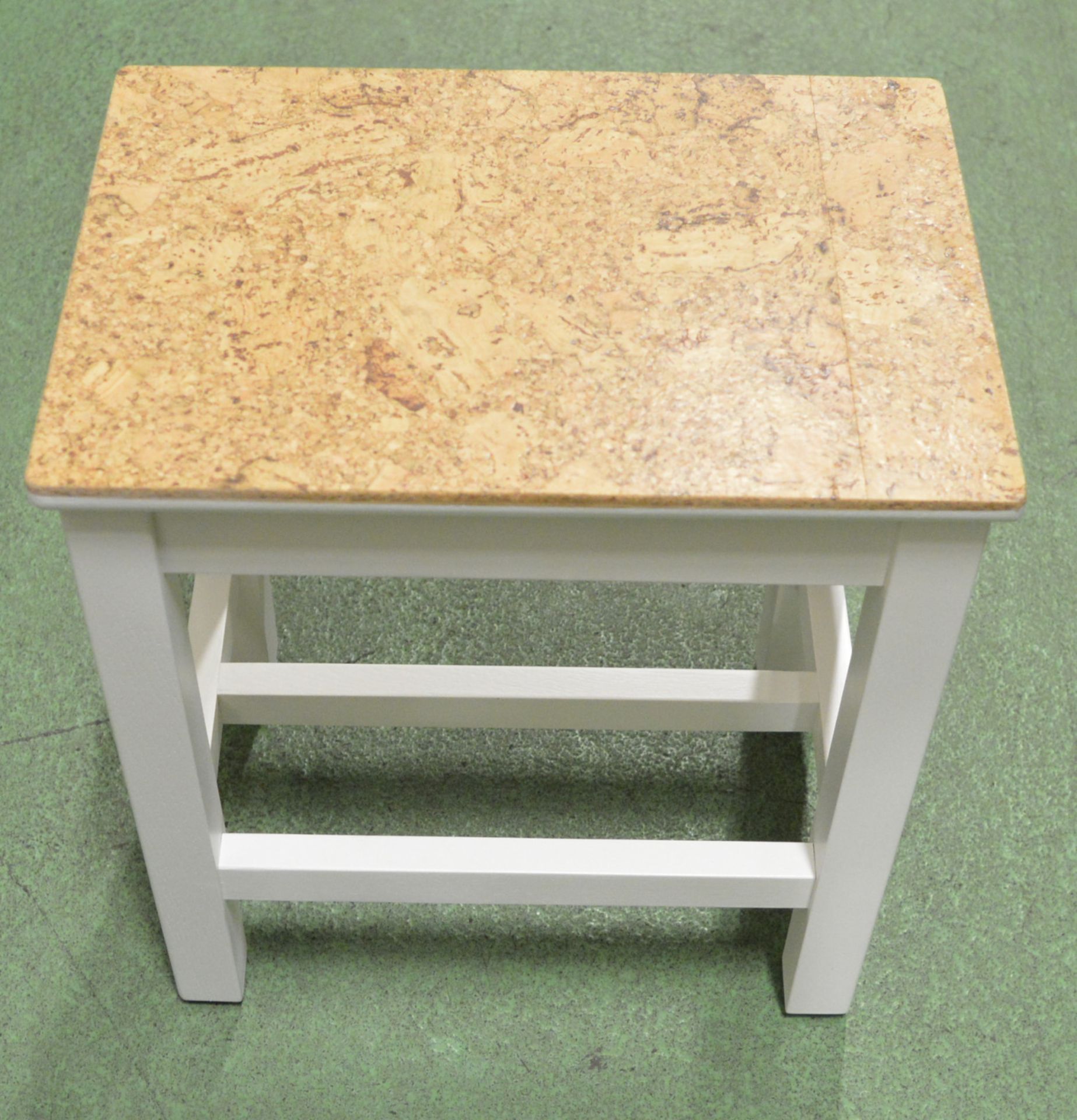 2x Bathroom Stools - White Painted Legs with Cork Seat - Brand new in box. - Image 2 of 2
