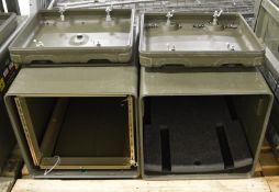 2x Portable 19" Racking in Aluminium Carry Cases with Waterproof Seals - 930 x 530 x 500mm
