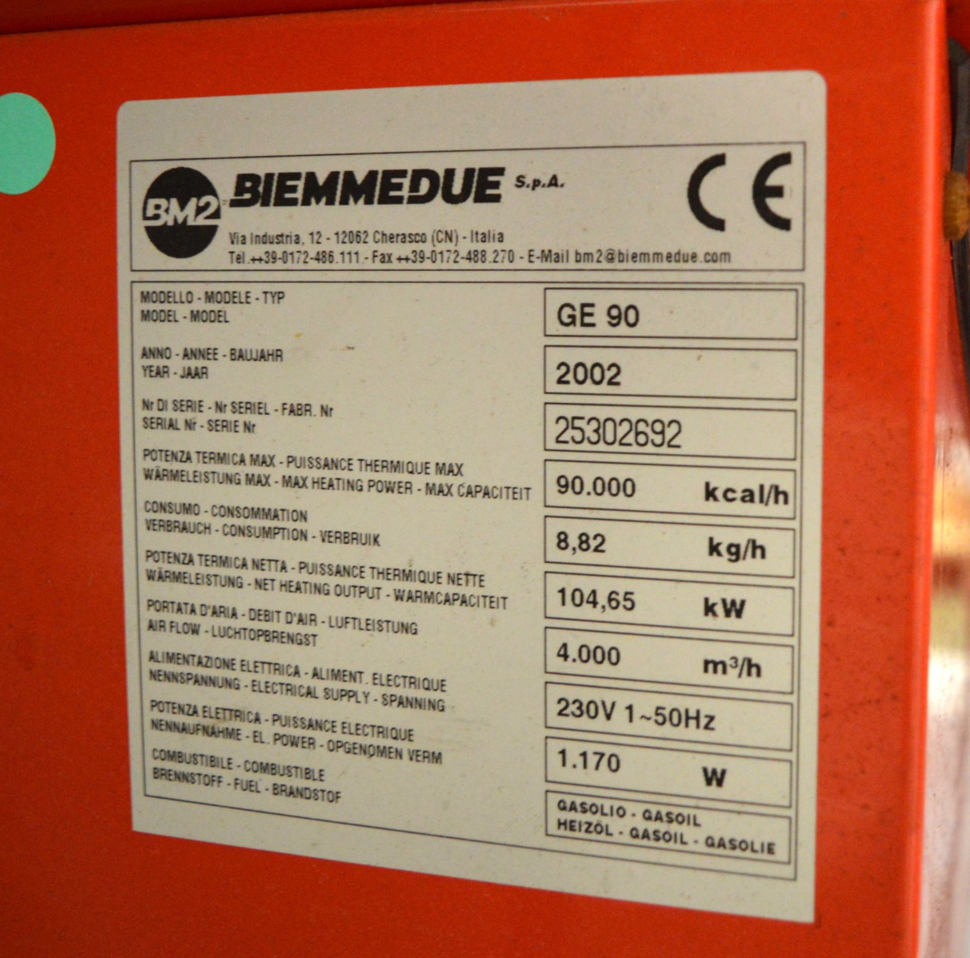 Arcotherm GE 90 Space Heater - 104 kW. - Image 2 of 2