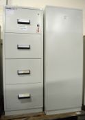 2x Chubb 4 Drawer Filing Cabinets - Locked with no key.