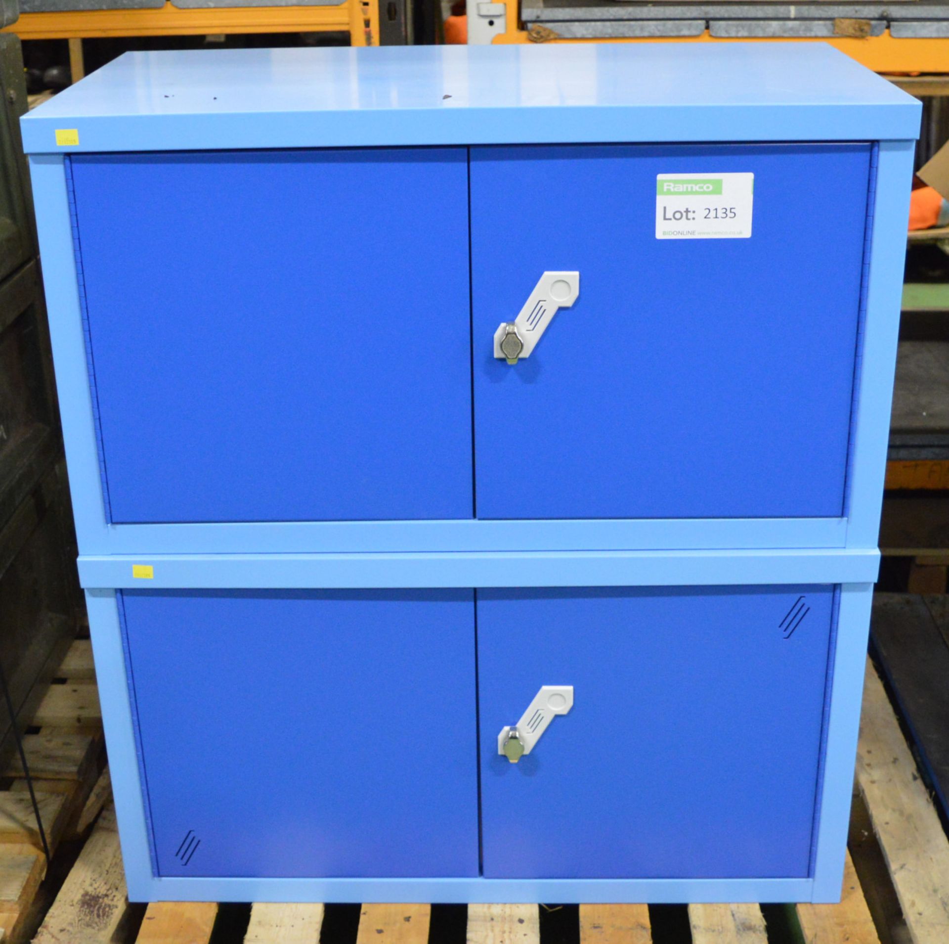 2x Lockers 915mm wide x 485mm deep x 500mm deep - Lockable with a padlock.