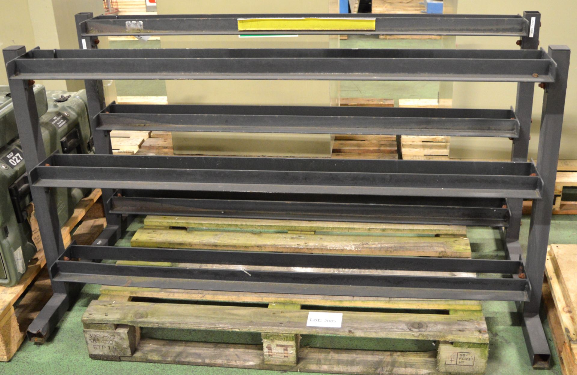 2x Steel Racks - Each 1600mm long x 450mm wide x 910mm high.