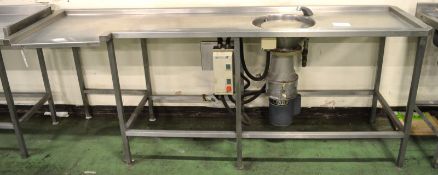 Waste Disposal Unit in Stainless Steel Base 2400mm x 700mm x 900mm high.