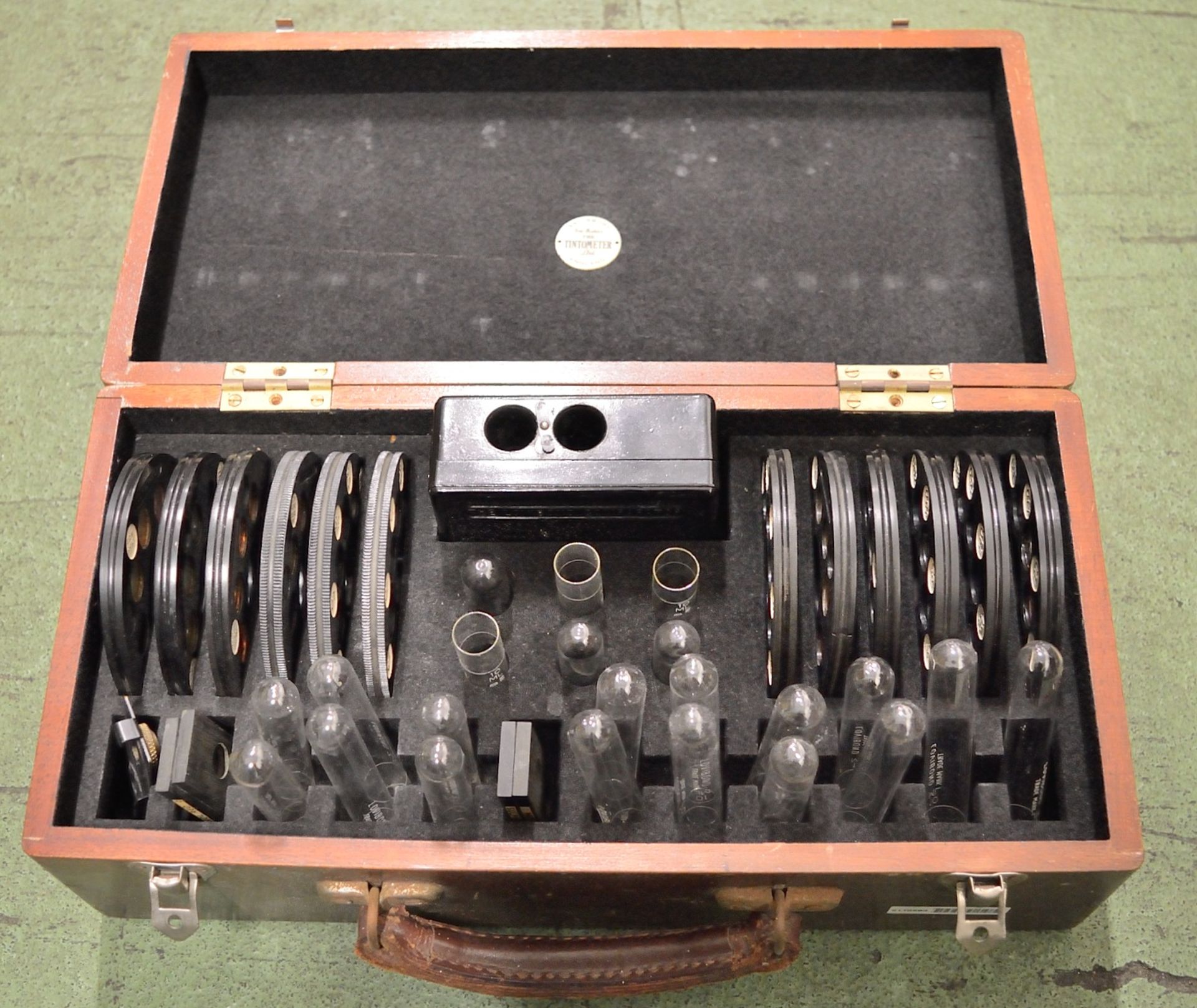 Tintometer / Lovibond Comparator with Test Tubes & Slides in Wooden Box.