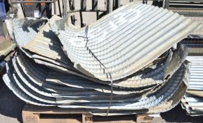 Approx 14x Used Corrugated Iron Roofing Sheets with Radiused End - Approx 48" wide, 12" Ra