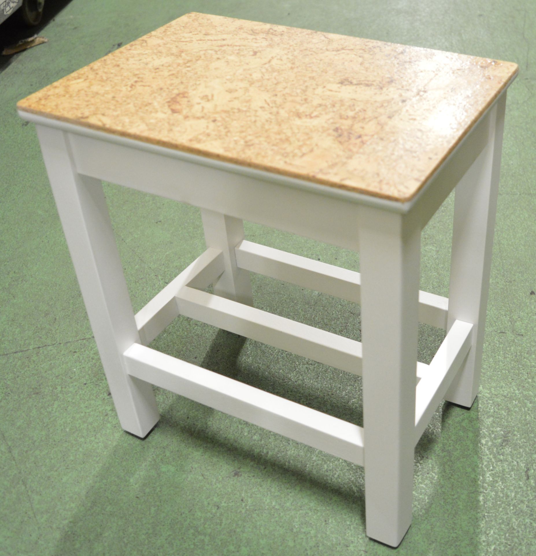 2x Bathroom Stools - White Painted Legs with Cork Seat - Brand new in box. - Image 2 of 2