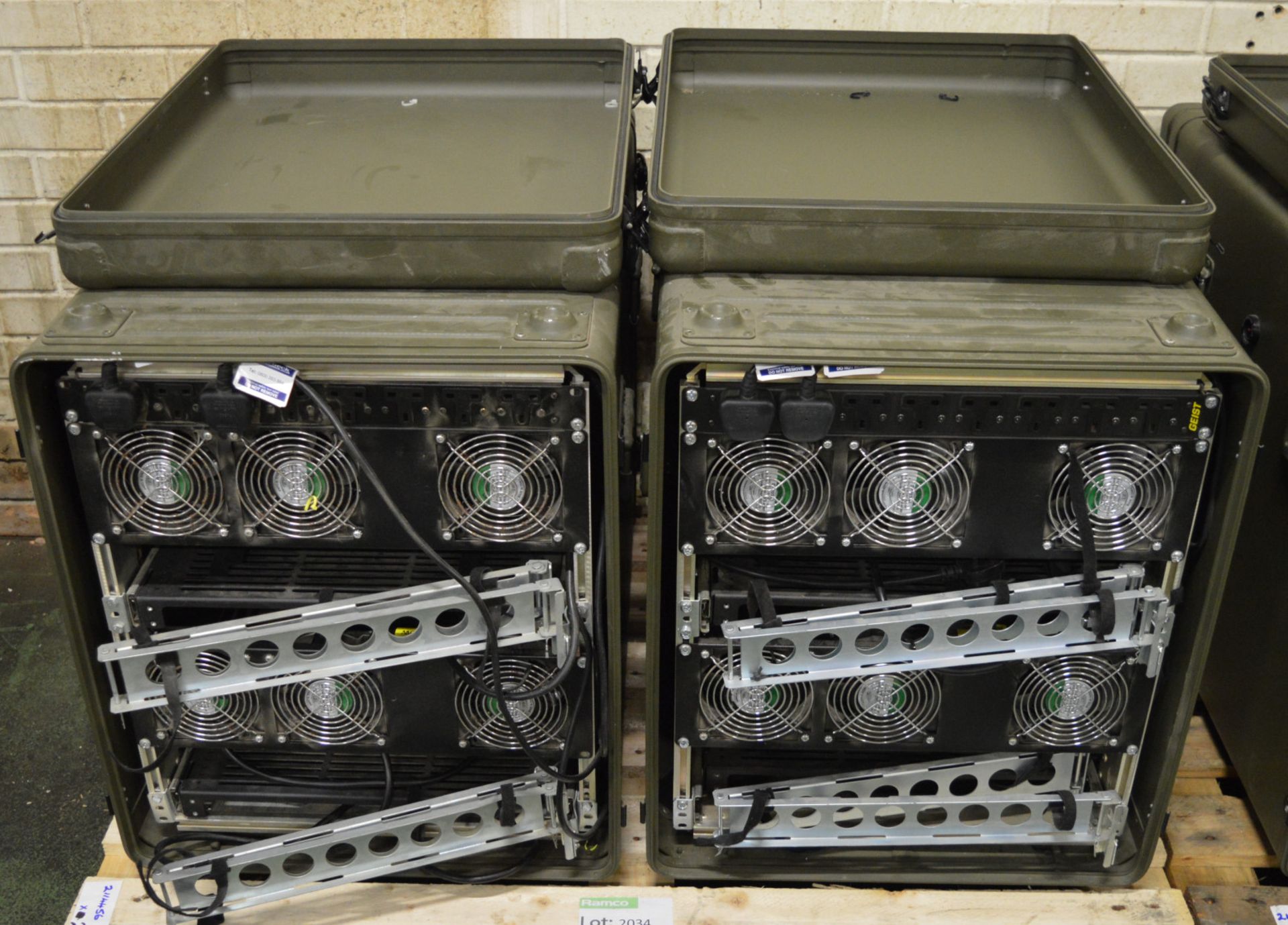 2x Portable 19" Electrical Equipment Racks in Metal Carry Cases - approx 900mm x 600mm x 5