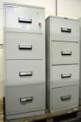 2x Chubb 4 Drawer Filing Cabinets - Locked with no key.