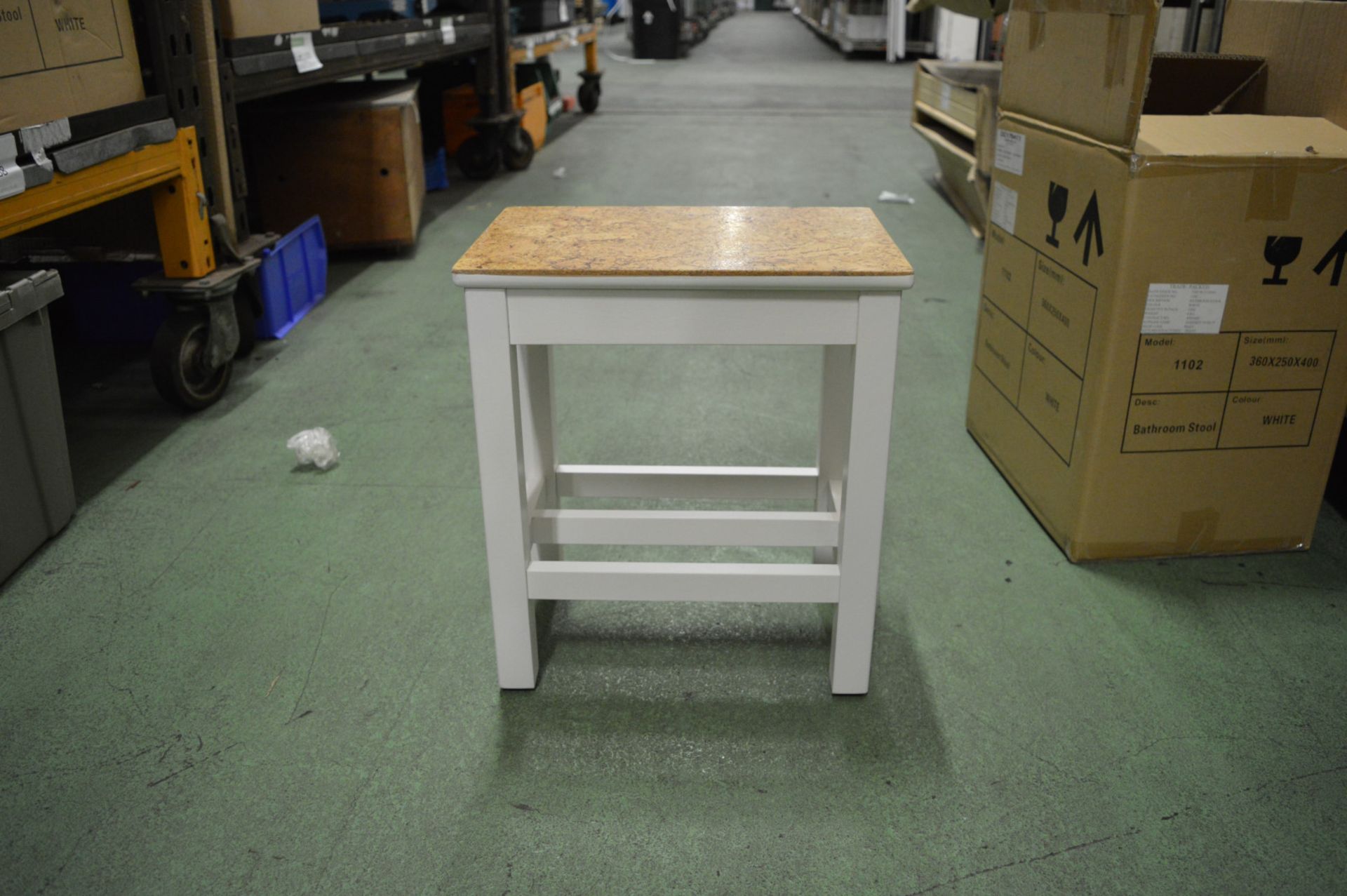 3x Bathroom Stools - White Painted Legs with Cork Seat - Brand new in box. - Image 2 of 2