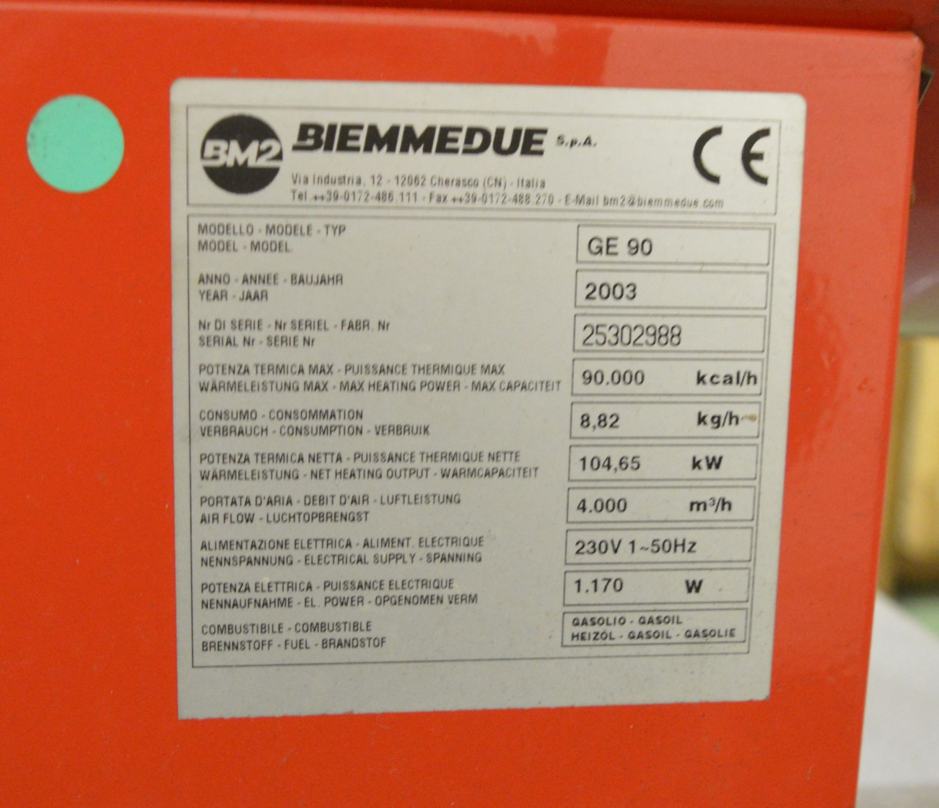 Arcotherm GE 90 Space Heater - 104 kW. - Image 2 of 2