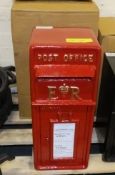 Red "Replica" post box - lockable with key