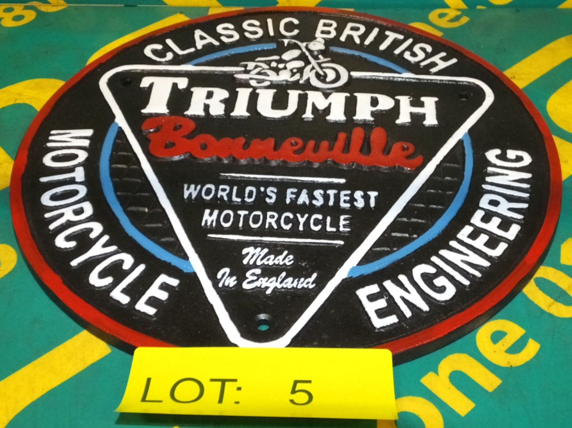 Cast Motorbike sign - Triumph Bonneville