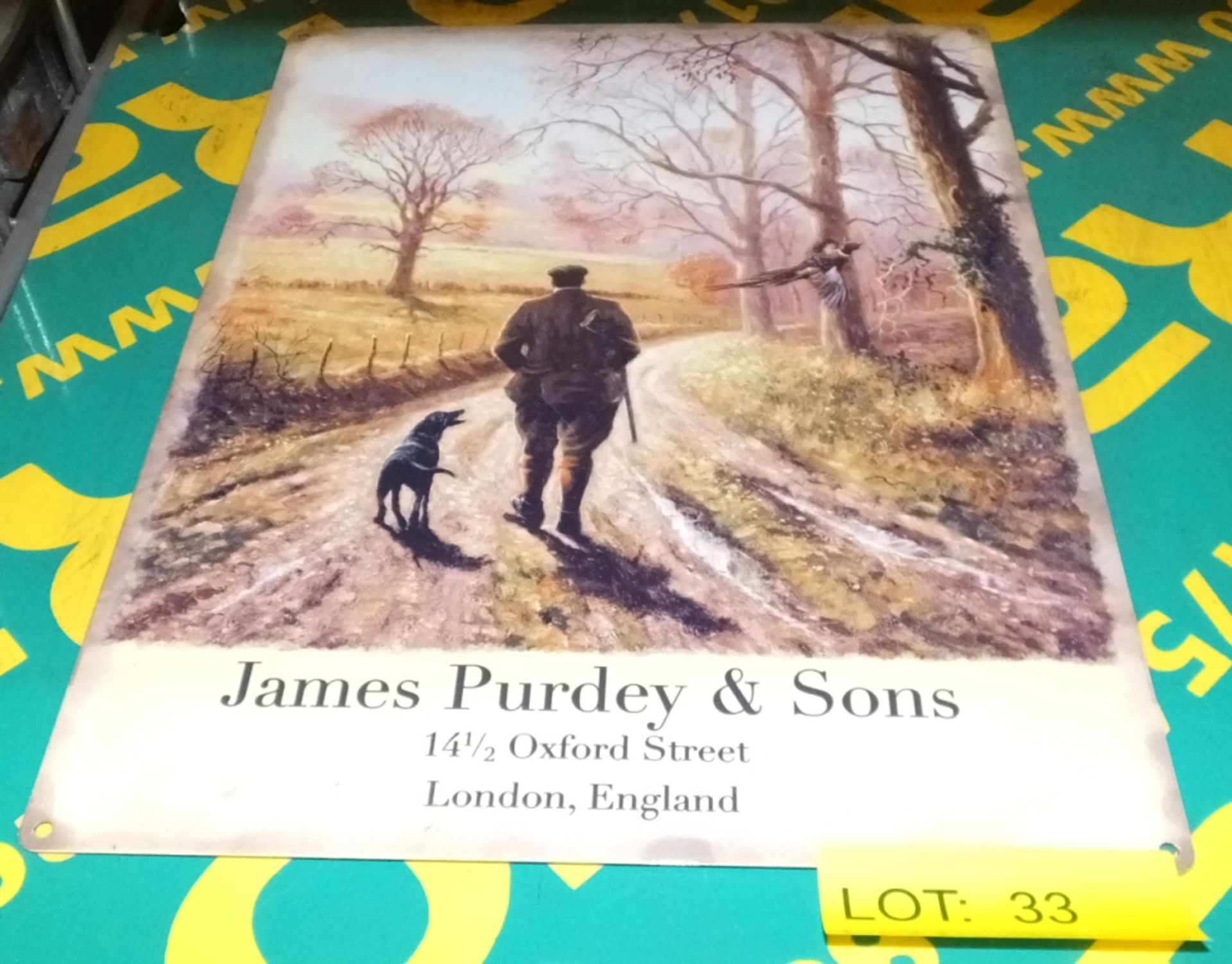 Tin plate sign - James Purdey & Sons