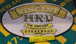 Cast Motorbike sign - The Vincent HRD