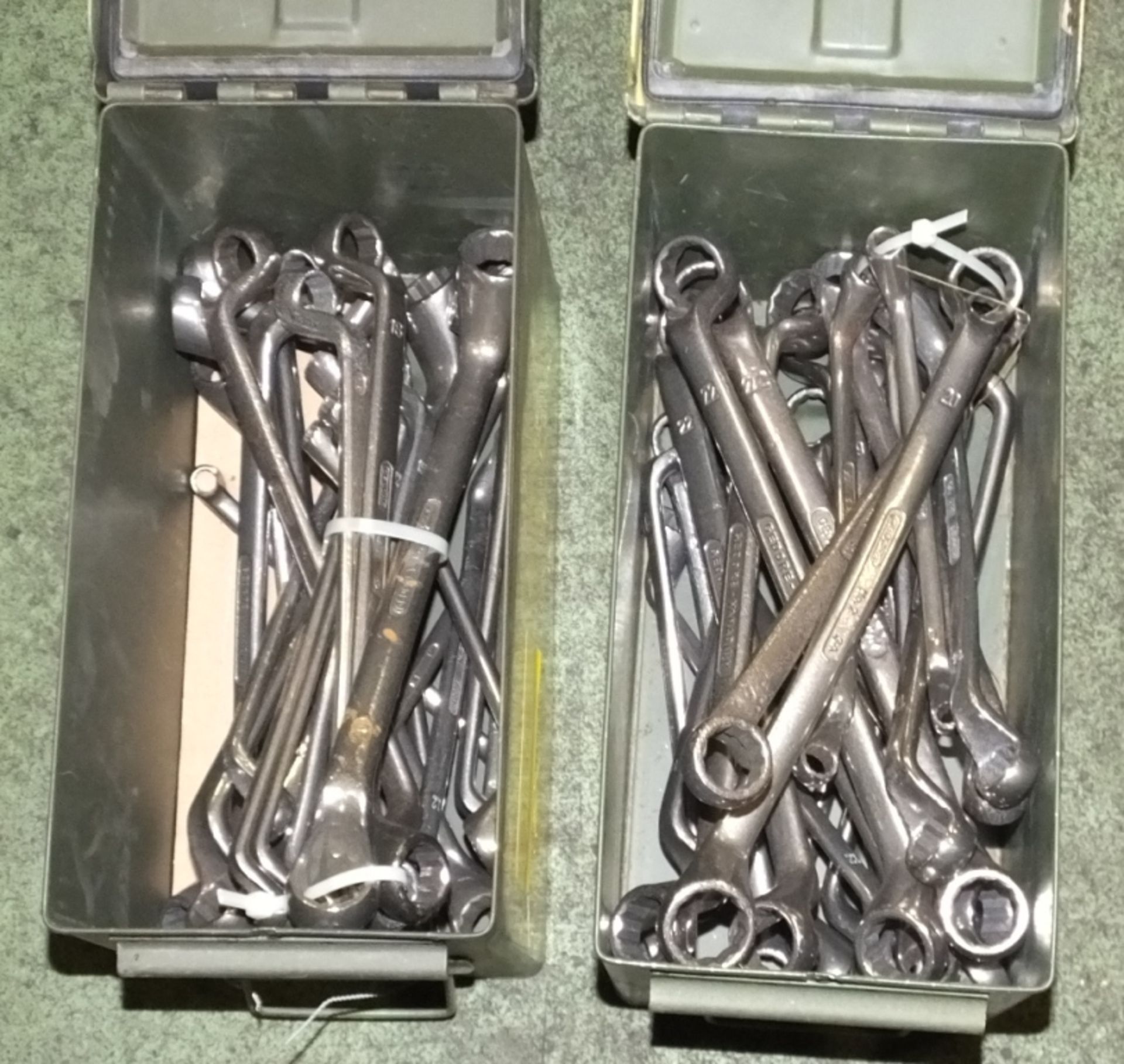 Ring Spanners in 2x Ex-MoD ammo tins