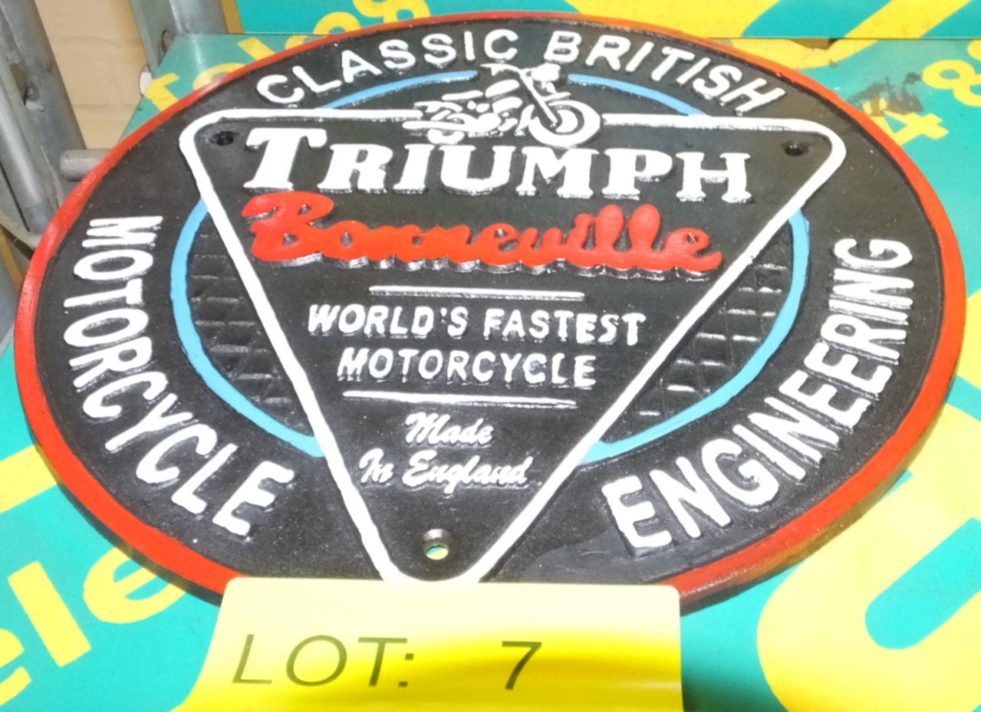 Cast Motorbike sign - Triumph Bonneville