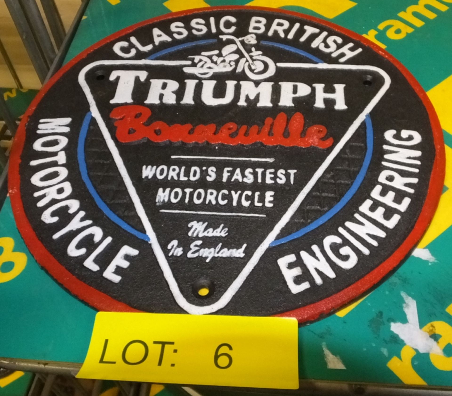 Cast Motorbike sign - Triumph Bonneville