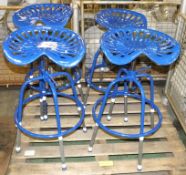 4x Cast screw height tractor seat style chairs